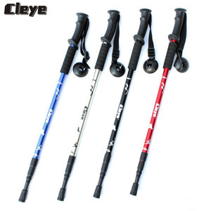 Cleye铝合金三节避震T柄直柄登山杖拐杖手杖徒步户外用品厂家销售