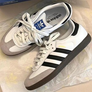 adidas阿迪达斯女鞋德训鞋春季三叶草经典款samba黑白灰复古板鞋