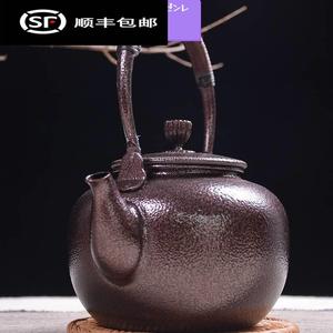 紫铜壶全手工做旧桔纹烧水壶泡茶壶铜器茶具套装 煮茶壶