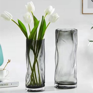 简约美式透明玻璃花瓶摆件创意家居客厅餐厅样板房装饰品插花花器