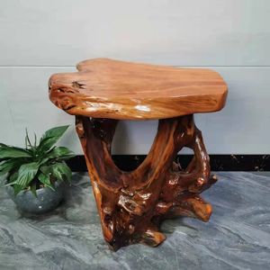 天然根雕实木凳子小型茶桌组合木凳阳台小桌子摆件底座连体齐石架