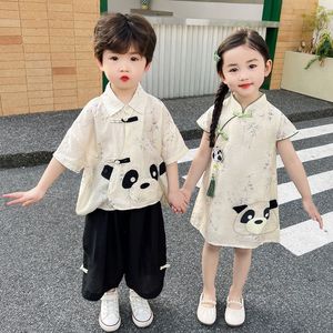 韩版湖州织里汉服男童女童唐装夏装中国风套装儿童旗袍古风中式表