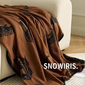 宅寂复古风针织毯毛毯双面休闲毯办公室午睡毯子动物图案沙发盖毯