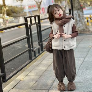 巴拉巴柆女童冬季套装新款韩系儿童洋气两件套秋冬加绒灯芯绒裤子