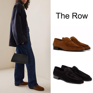 正品 The Row 24新款复古牛反绒平底乐福鞋 一脚蹬麂皮浅口单鞋女