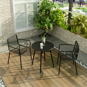 户外铁艺桌椅组合套露台庭院花园咖啡厅奶茶店室外四人小圆桌套件