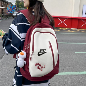 Nike耐克双肩包时尚红色校园学生书包大容量女旅行休闲电脑背包女
