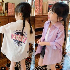 联名巴拉女童衬衫防晒衣2024夏季新款韩版洋气儿童薄外套轻薄款长
