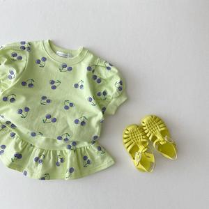 婴儿衣服夏季纯棉可爱淑女短袖+短裙分体两件套装1岁女宝宝夏装萌