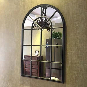 玄关装饰挂镜框欧式复古铁艺假窗镜壁饰圆弧假窗户挂饰壁景客厅