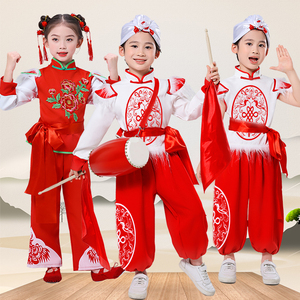 新款儿童安塞腰鼓服陕北民族风演出服中小学生秧歌舞龙打鼓演出服