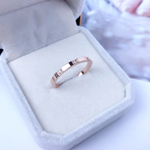 镶三钻戒指女食指日韩版ins潮人时尚个性网红钛钢18k玫瑰金不掉色