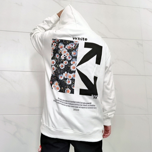 offvv潮潮white20ss秋冬小雏菊涂鸦ow箭头权志龙同款男女连帽卫衣