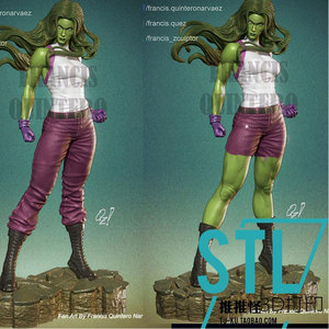 女汉克双体版/ 3d打印模型stl数据文件白胚人物手办服务