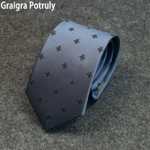 G新款个性刺绣蓝灰色正装商务蜜蜂图案家同款百搭领带男五角星40