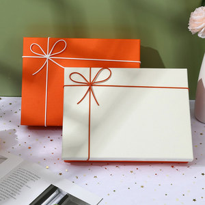 橙色长方形包装盒空盒装包包盒子生日礼物盒相册衣服礼盒定制logo