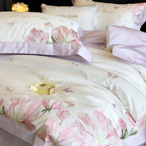 法式唯美浪漫120支长绒棉四件套全棉高端被套纯棉床单床上用品1.8