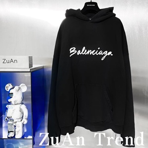 【ZuAn】Balenciaga/巴黎世家 22FW 草写签字字母logo 卫衣帽衫