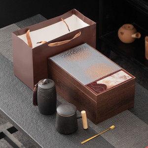 复古黑陶罐带办公杯茶叶礼盒装空盒包装盒高档红茶黑茶礼品盒定制