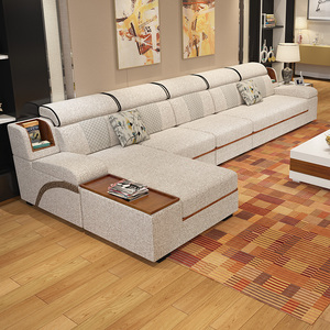 免洗布艺沙发组合简约现代大小户型客厅沙发整装冬夏两用藤板沙发
