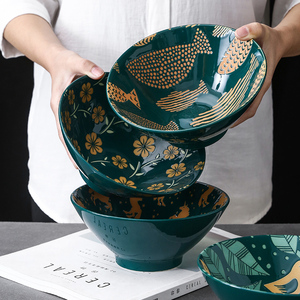 面碗家用日式创意7英寸大号汤面碗北欧米饭碗单个可爱陶瓷斗笠碗