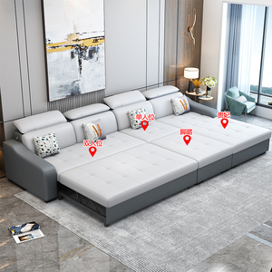 现代简约科技布沙发大小户型两用客厅折叠储物多功能沙发床免洗