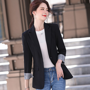 九分袖黑色休闲小西装女春秋韩版时尚气质西服外套百搭上衣外搭潮