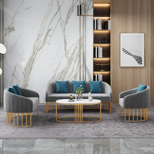 北欧轻奢酒店大堂灰色沙发组合高档办公简约现代商务网红款沙发