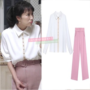 都挺好李念朱丽明星同款衣服ins长袖衬衣带领韩版打底衬衫领雪纺