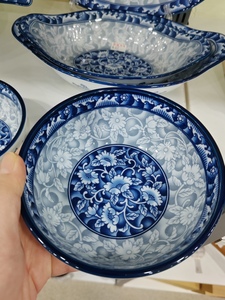 韩式韩国进口参宝小汤碗青花瓷饭碗加厚釉下彩陶瓷碗汤碗蘸料碟