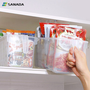 日本进口SANADA收纳筐塑料带手柄零食杂物橱柜整理篮子桌面收纳盒