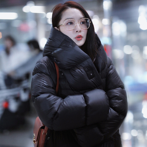 李沁同款2021冬季新款羽绒服女 超软加厚加长脚踝面包服大码外套