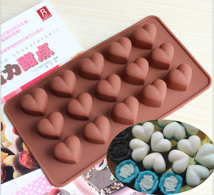 心形diy手工巧克力模具 15连爱心立体硅胶模具制冰格手工皂蛋糕模