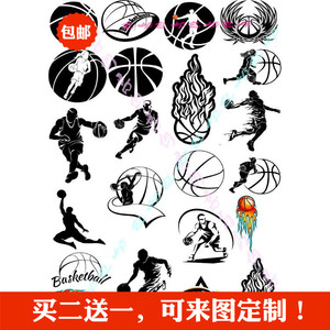 nba篮球图腾防水男女纹身贴黑白手臂胳膊纹身贴纸持久定制包邮
