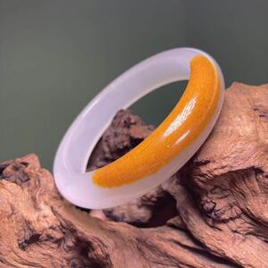 新疆金丝玉镯金沙半山水和田玉手镯正装女款细圆条手镯 鑫尘直播