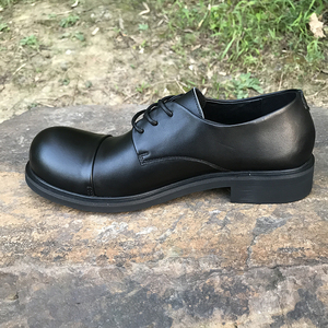 暗黑设计师日系大头皮鞋圆头卓别林翘头复古休闲牛皮单鞋