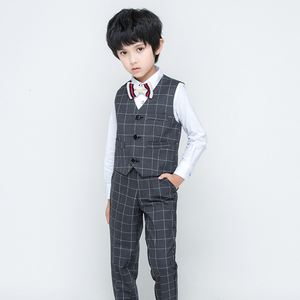 西服男孩马甲套装儿童礼服钢琴演出服模特走秀表演服装红色3人付款