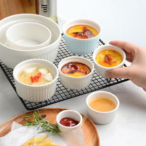 柳条盅陶瓷蒸蛋碗烤碗耐高温烤箱专用烘焙小碗甜品碗迷你碗布丁杯