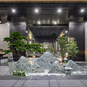 雪浪石景观石切片组合室内造景中式庭院花园泰山石天然石雕摆件