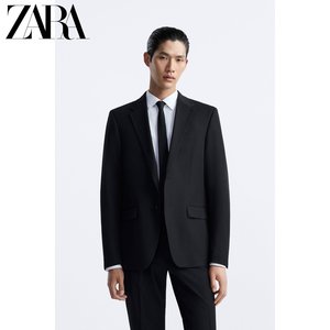 ZARA24春季新品 男装 黑色修身商务休闲西服西装外套 5838232 800