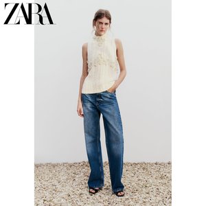 ZARA24春季新品 女装 人造珍珠镶饰圆领无袖针织上衣 2142194 712