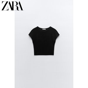 ZARA24春季新品 女装 棉及莫代尔混纺圆领短袖T恤 3641325 800