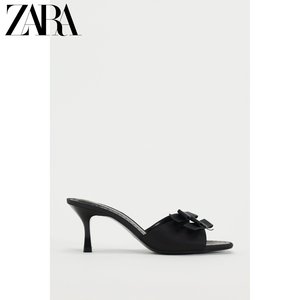 ZARA夏季新品 女鞋 黑色蝴蝶结带饰气质时尚高跟凉鞋 2338310 800
