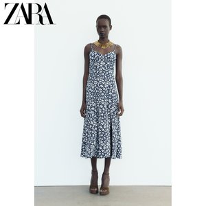 ZARA24夏季新品 女装 花朵印花吊带迷笛连衣裙 2157054044
