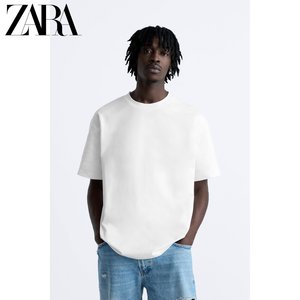 ZARA24春季新品 男装 白色百搭重磅休闲圆领短袖T恤 1887450 250