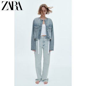 ZARA新款 TRF 女装 高腰牛仔裤 宽松裤腿带拉链 6688021 406
