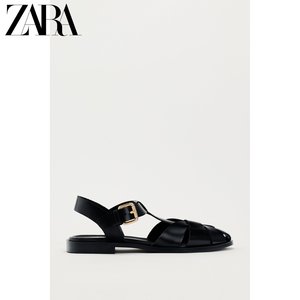 ZARA春季新品 女鞋 交叉带脚背包带式平底休闲凉鞋 2568310 800