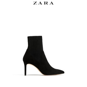 【全店满减】ZARA  女鞋 拼接袜式高跟短靴 …