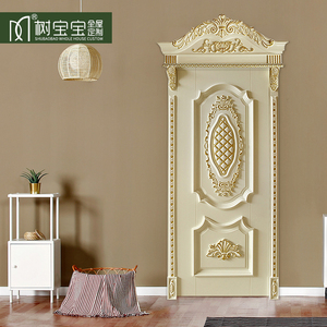 树宝宝欧式描金木门豪华雕花卧室门描银套装门实木复合烤漆室内门