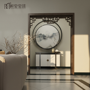 树宝宝新中式造型哑口套胡桃木实木门套走廊过道门楣保护套双包套